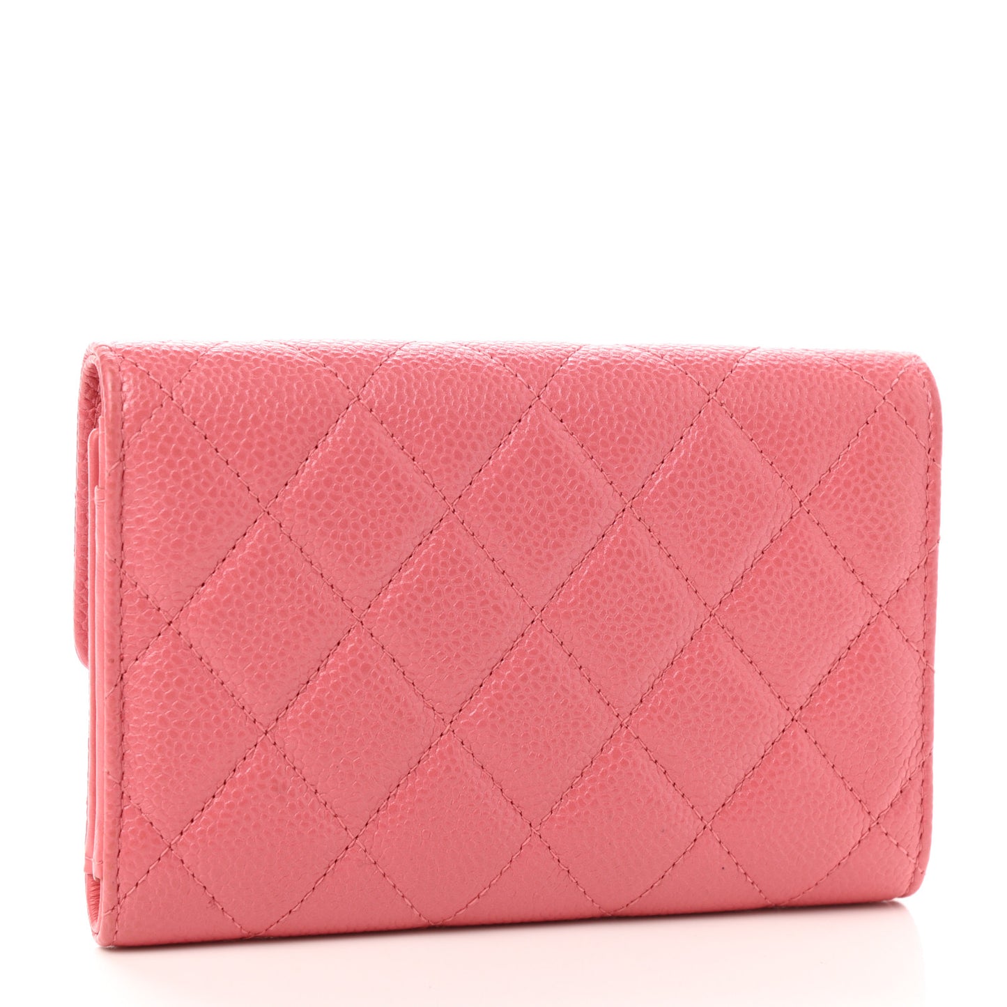 Caviar Quilted Medium Flap Wallet Dark Pink