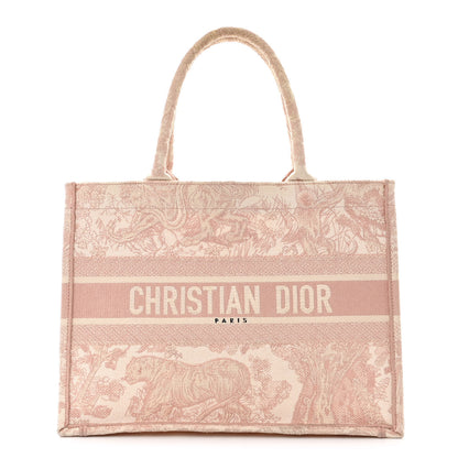 Christian Dior Canvas Embroidered Medium Dioriviera Toile De Jouy Book Tote Rose 1 of 15