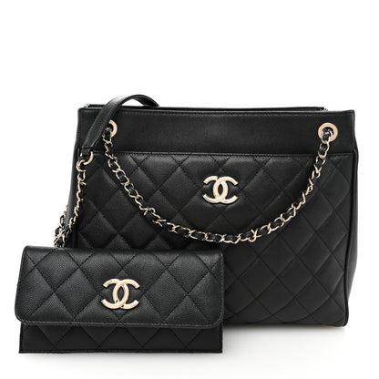 Chanel Caviar Quilted In Out Flap Shopping Tote Black 3 of 12
