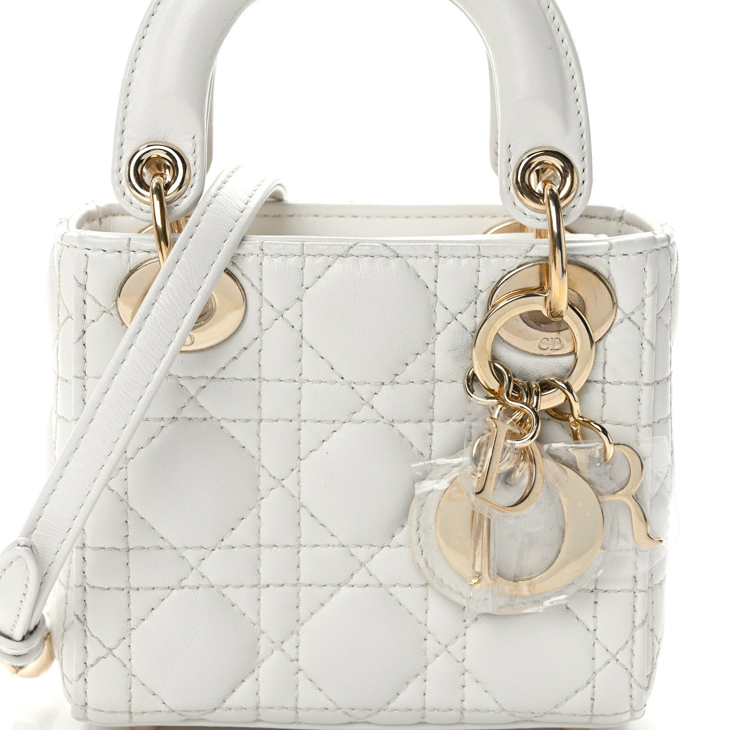 Christian Dior CHRISTIAN DIOR Lambskin Cannage Micro Lady Dior White 8 of 16