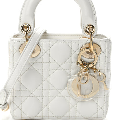 Christian Dior CHRISTIAN DIOR Lambskin Cannage Micro Lady Dior White 8 of 16