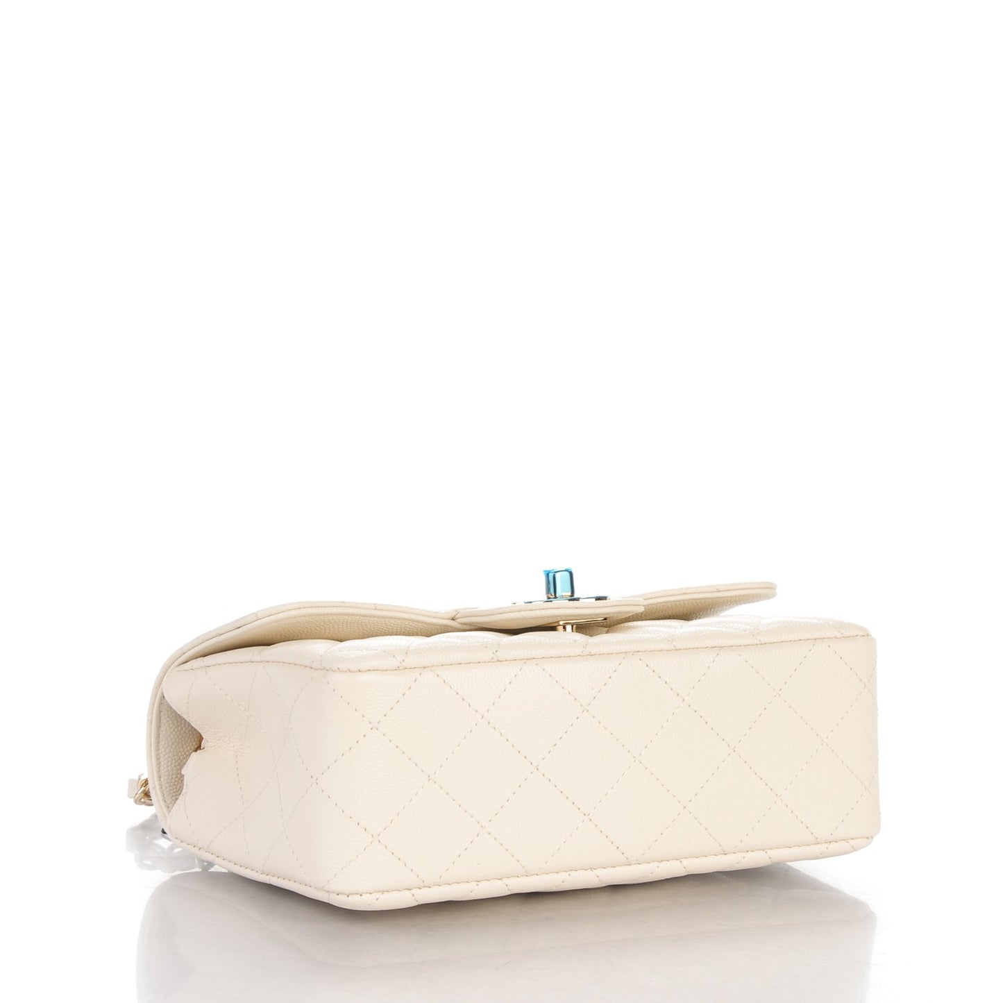Caviar Quilted Mini Rectangular Flap White