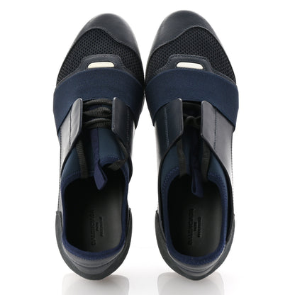 Balenciaga Mesh Calfskin Neoprene Suede Womens Race Runner Sneakers 40 Bleu Nuit 2 of 9