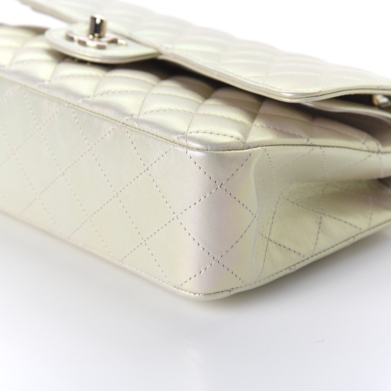 Chanel Iridescent Lambskin Quilted Medium Double Flap Ivory 7 of 11