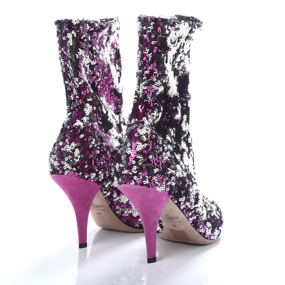 Valentino Garavani Sequin Ankle Boots 38 Pink Silver 4 of 7