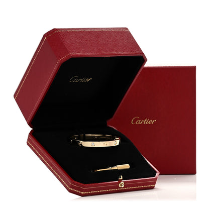 Cartier 18K Yellow Gold 4 Diamond LOVE Bracelet 17 9 of 9