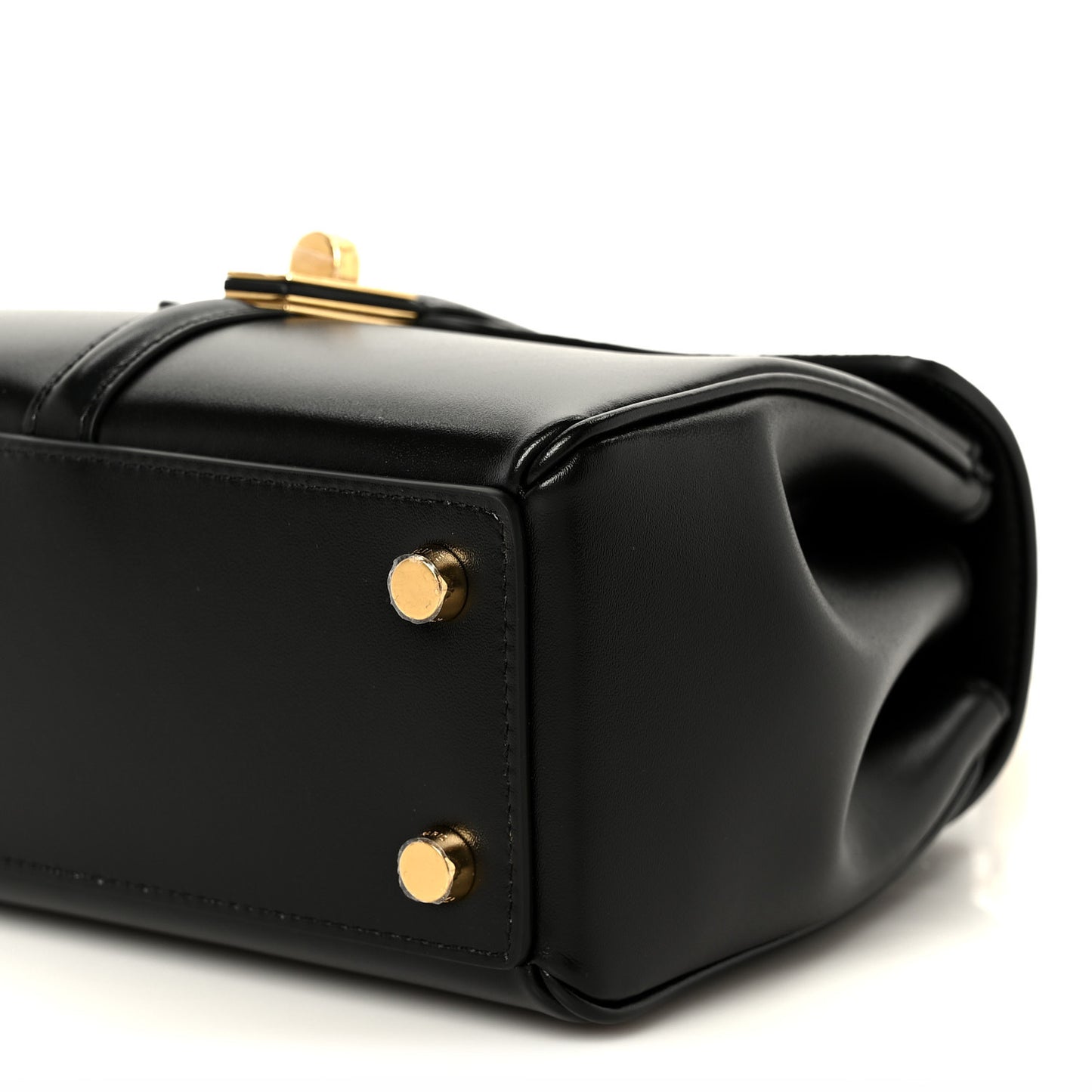 Satinated Calfskin Mini 16 Top Handle Bag Black