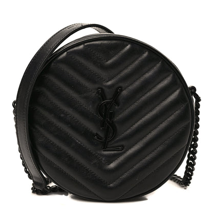 Saint Laurent Calfskin Matelasse Chevron Round Vinyle Camera Bag Black 1 of 8