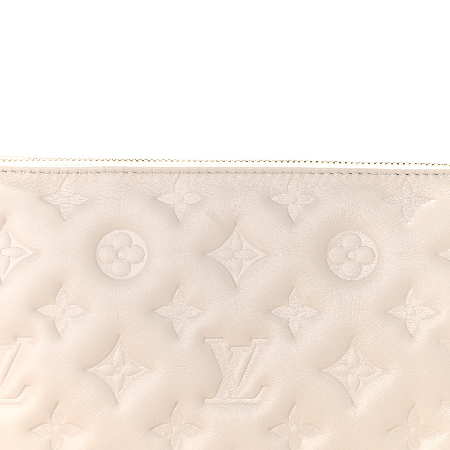 Lambskin Embossed Monogram Coussin PM Beige Cream