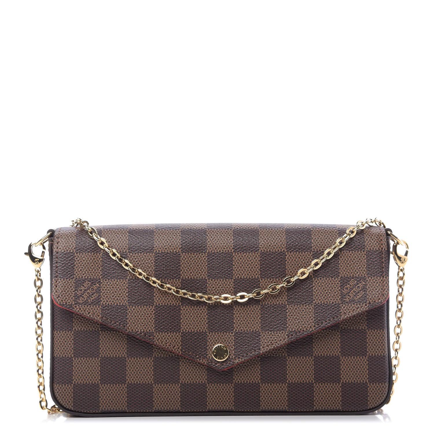 Louis Vuitton Damier Ebene Pochette Felicie Chain Wallet 1 of 10