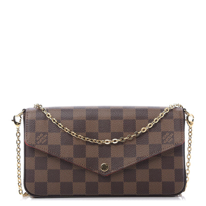 Louis Vuitton Damier Ebene Pochette Felicie Chain Wallet 1 of 10