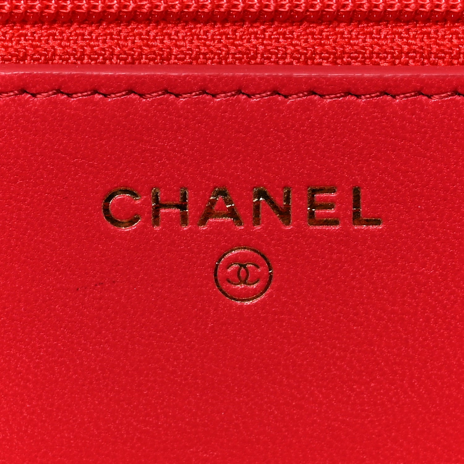 Chanel Lambskin Quilted Wallet On Chain WOC Red 6 of 10