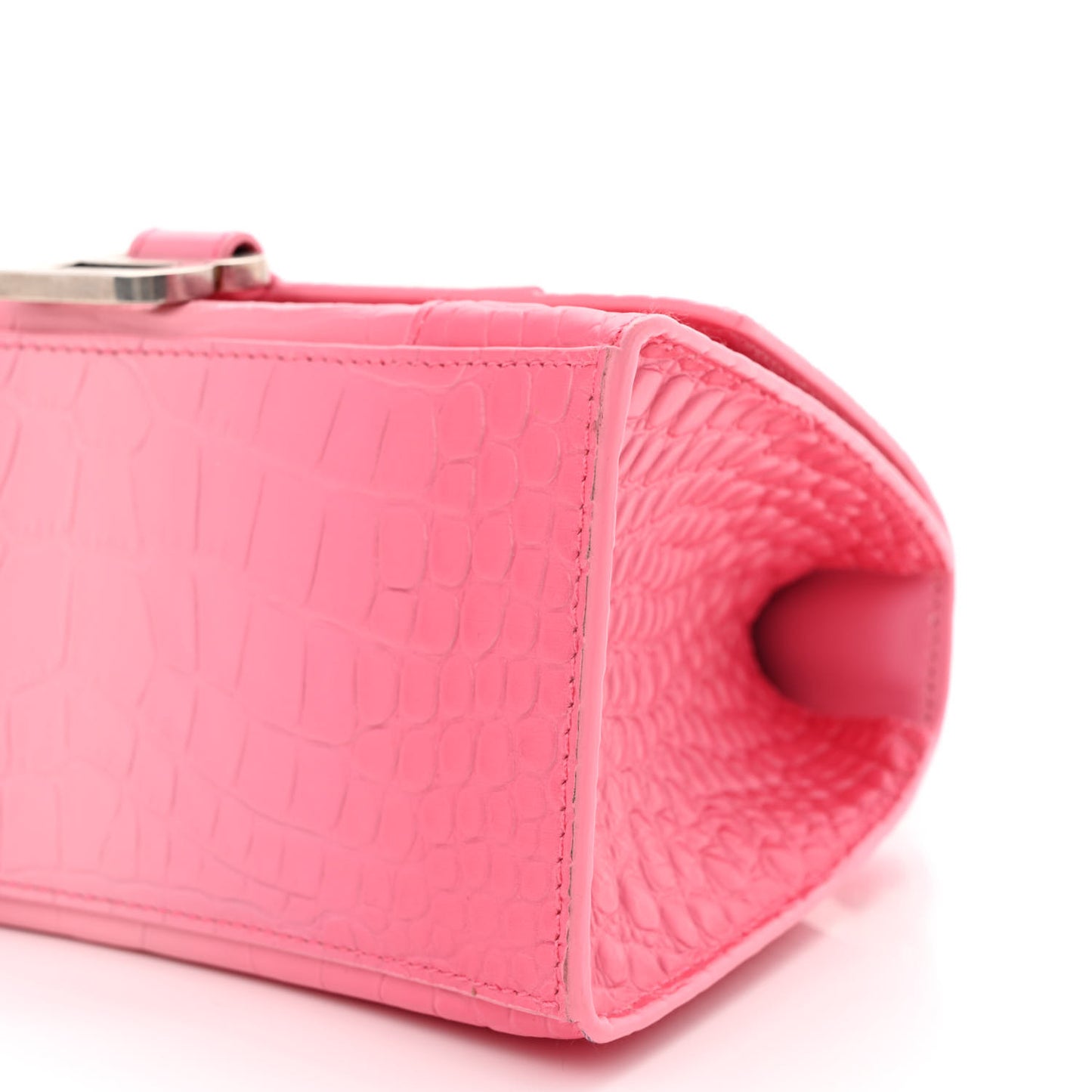 Calfskin Crocodile Embossed Degrade Small Hourglass Top Handle Bag Sweet Pink