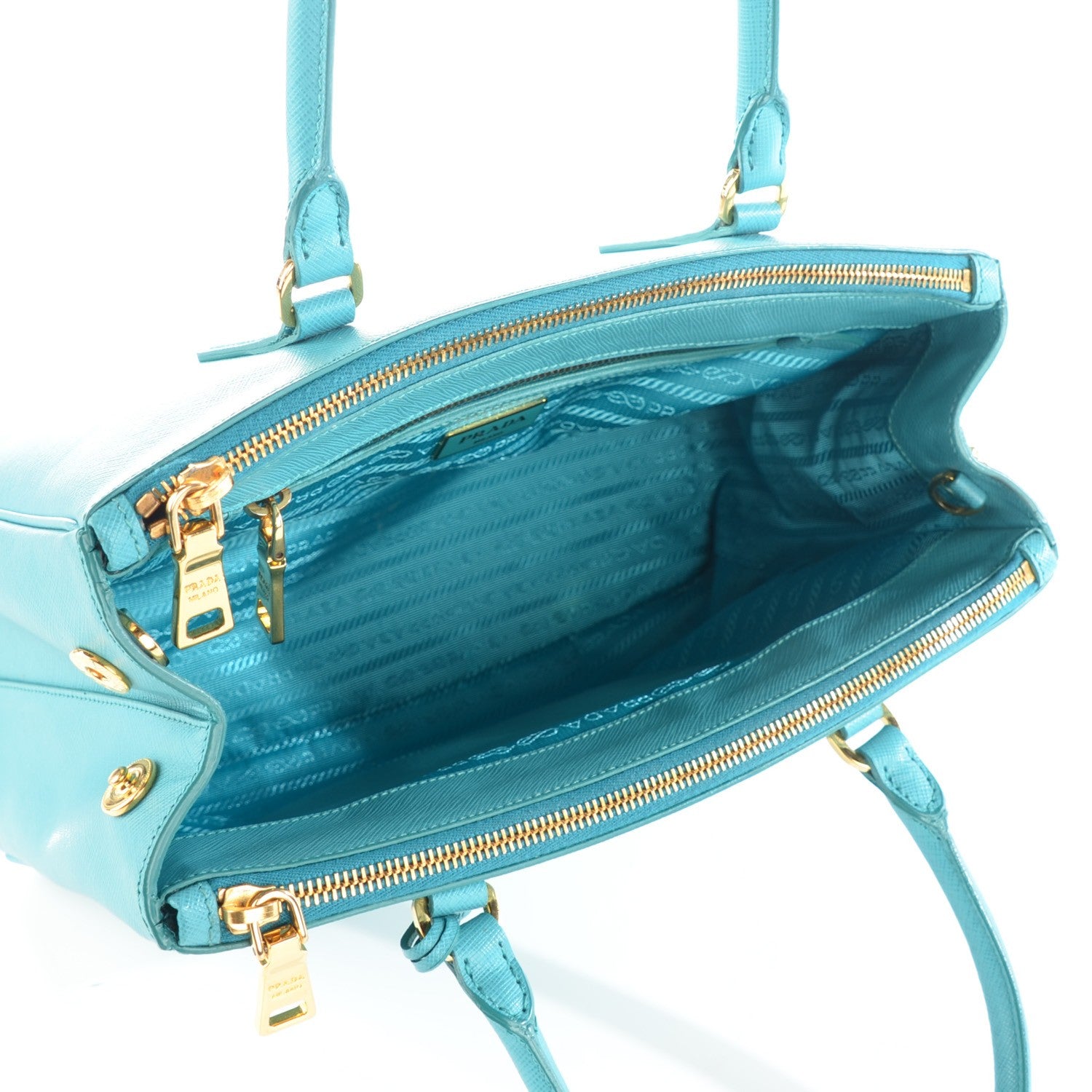 Prada Saffiano Galleria Small Double Zip Tote Turchese 5 of 8