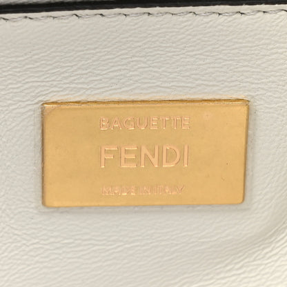 Fendi Nappa Small FF Embossed Midi Chain Baguette White 6 of 10