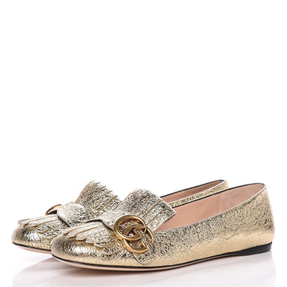 Gucci Galassia GG Marmont Fringe Flats 36 Platino 3 of 10