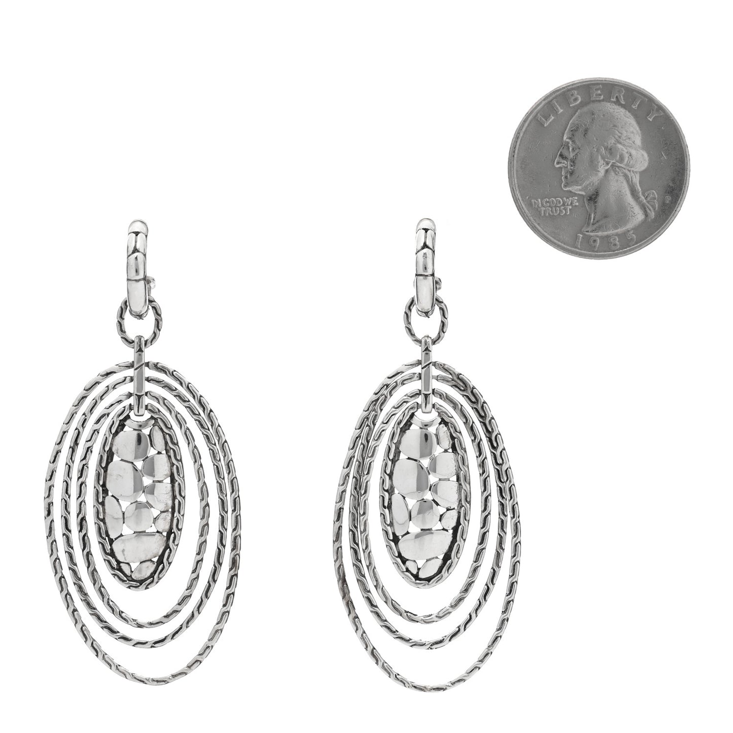 Sterling Silver Zen Kali Oval Drop Earrings