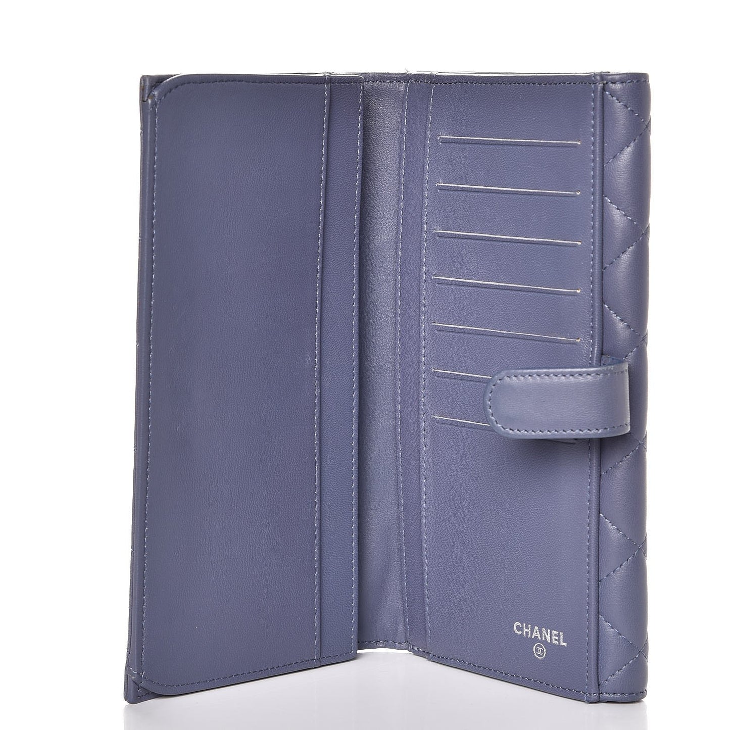 Lambskin Quilted Long Flap Wallet Lavender