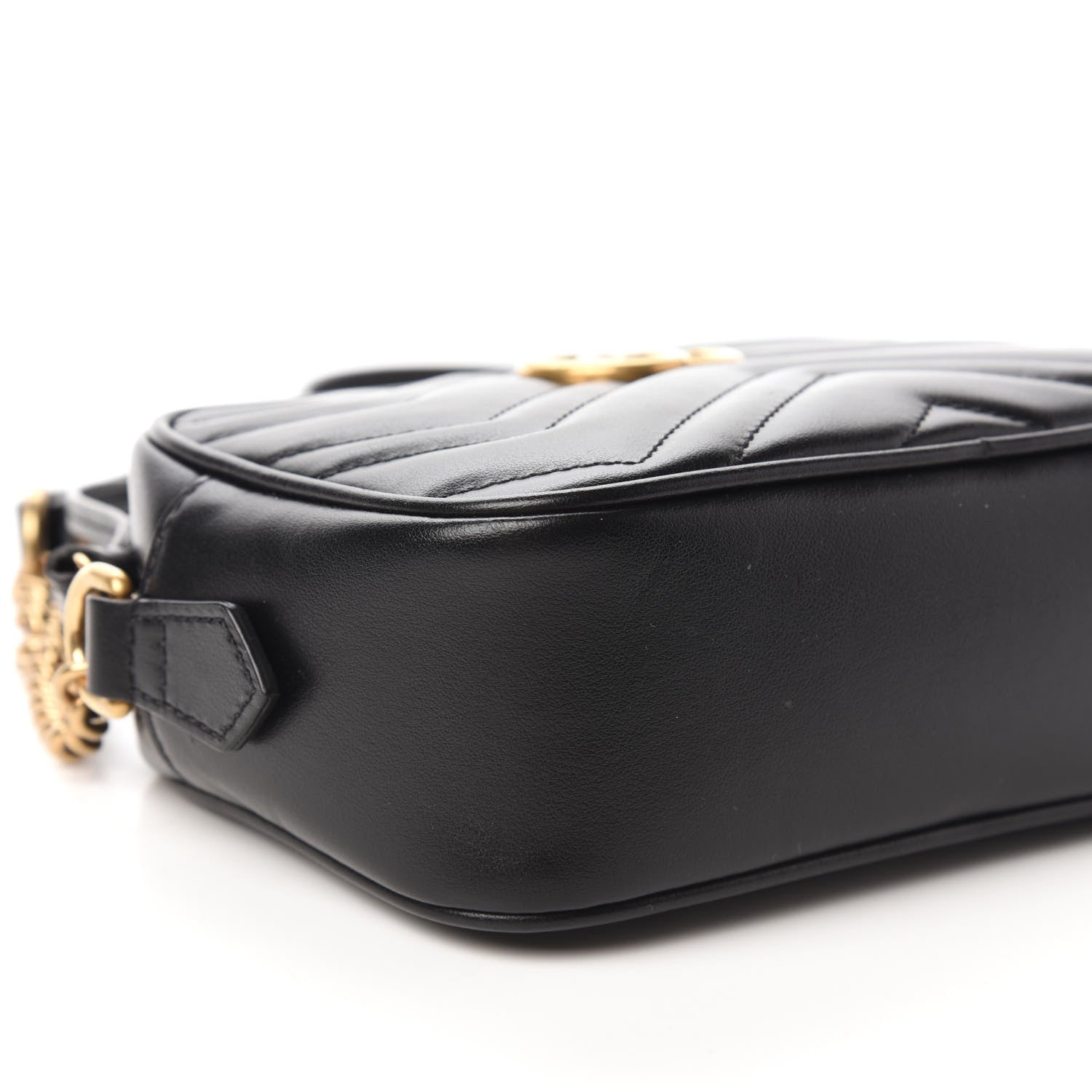 Gucci Calfskin Matelasse Mini GG Marmont Chain Shoulder Bag Black 6 of 12