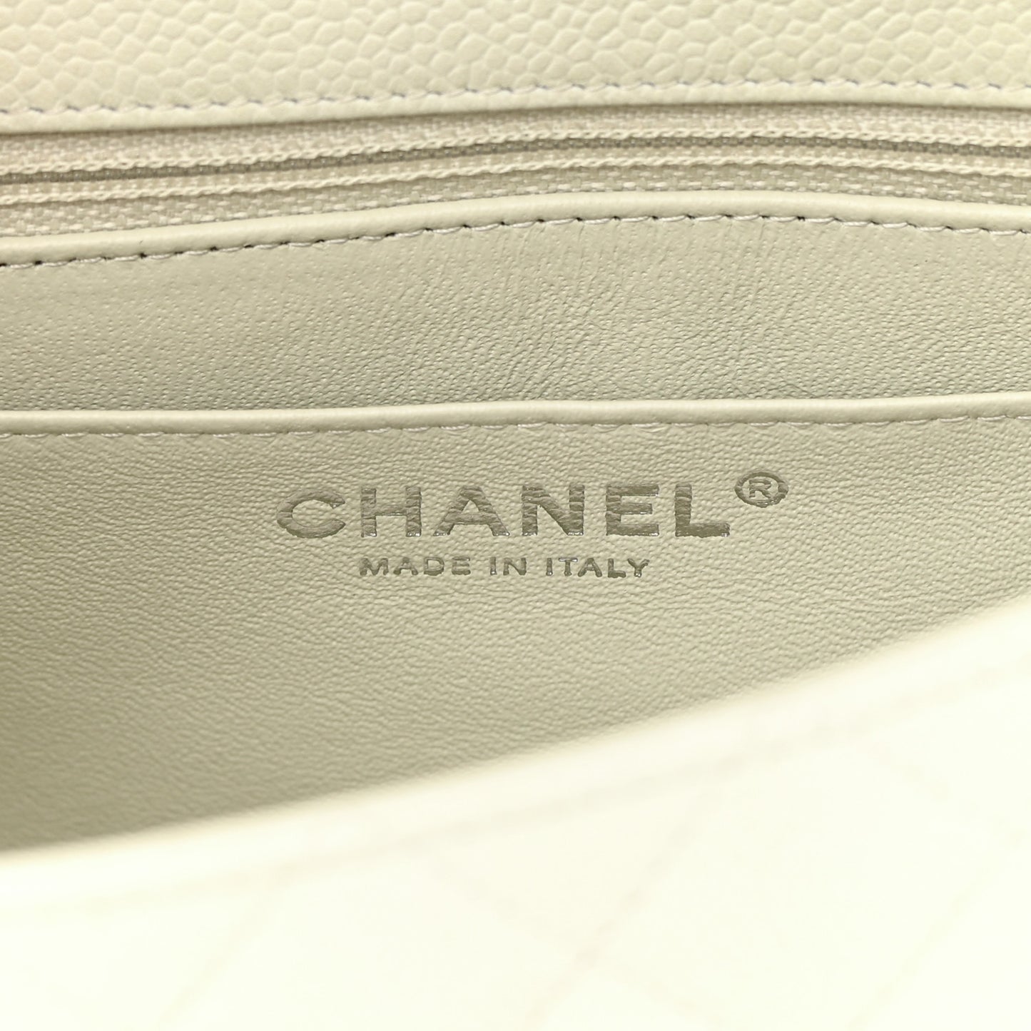 Caviar Quilted Mini Square Flap Dark White