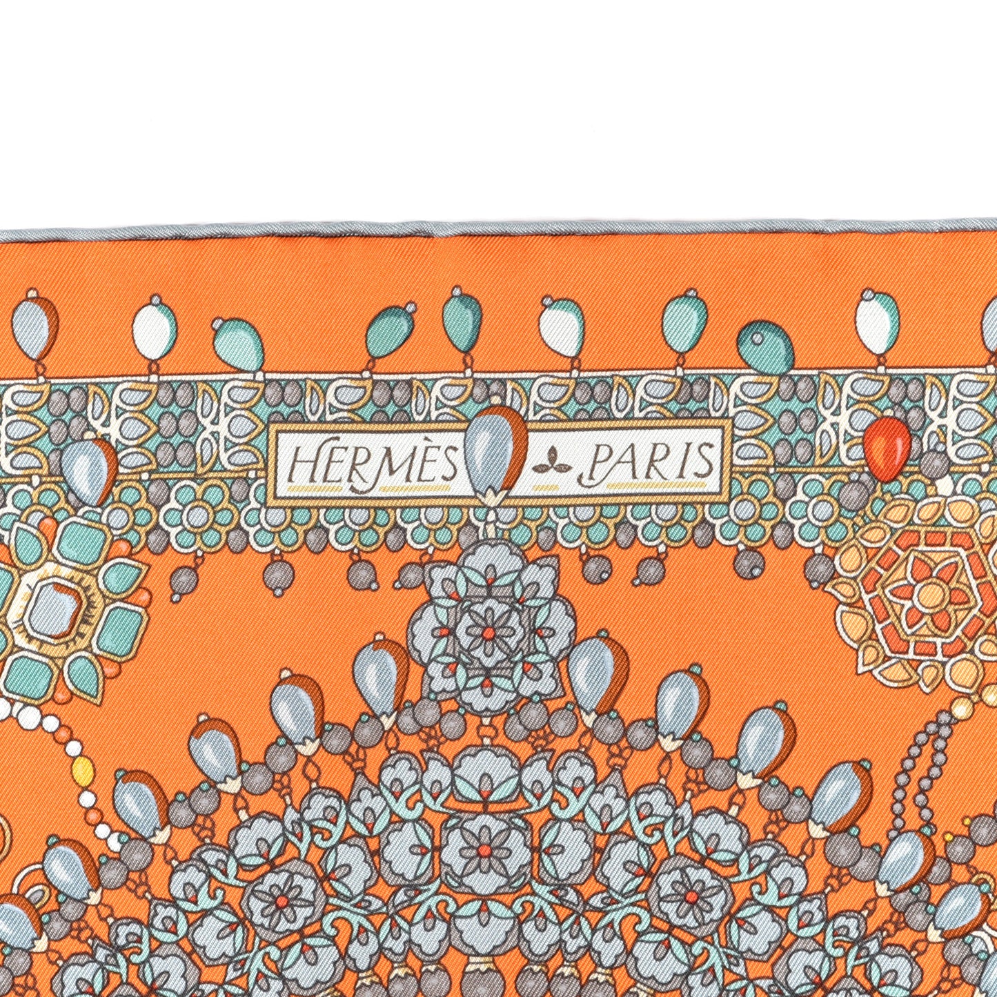 Silk Parures Des Maharajas Scarf 90 Orange Vert De Gris