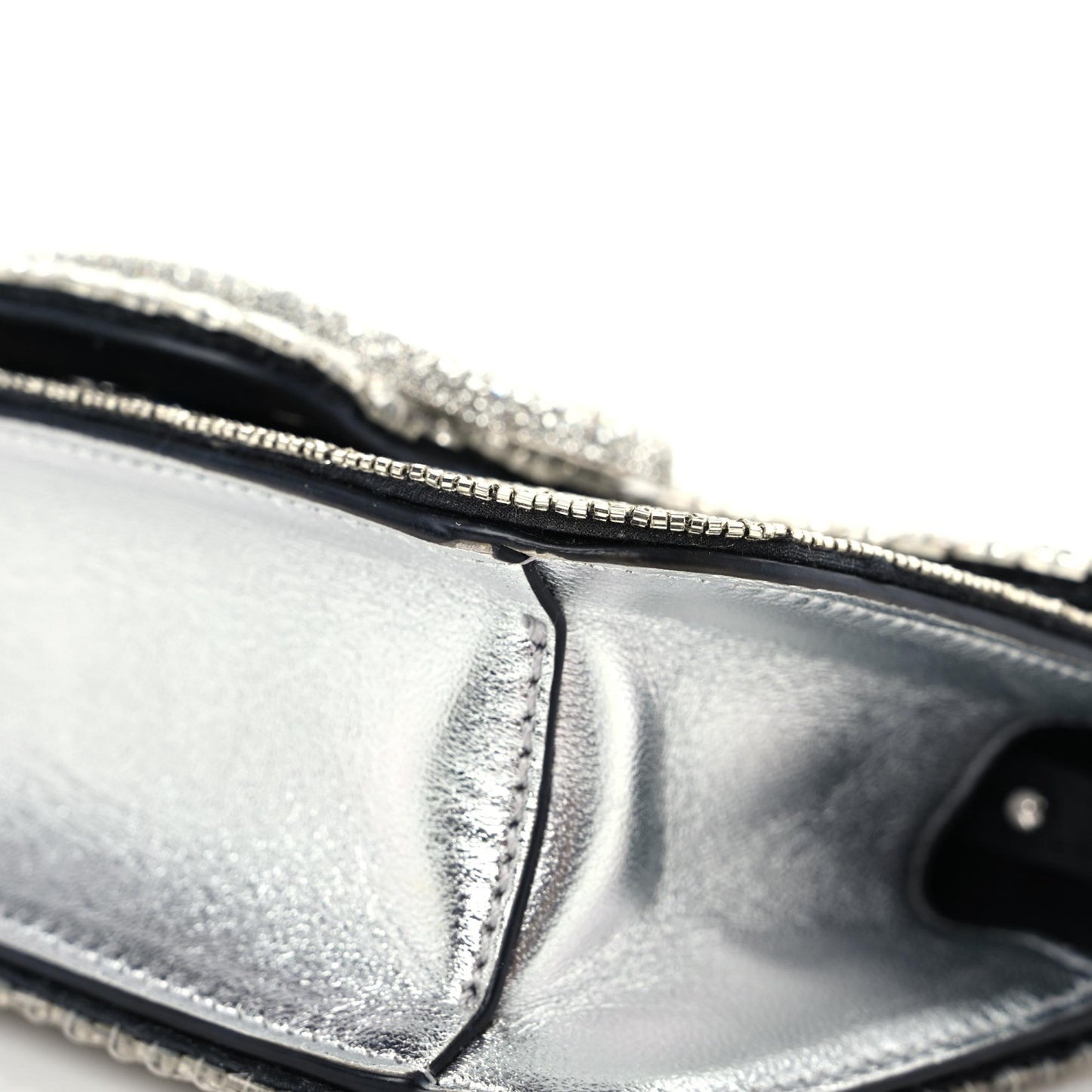 Swarovski Crystal Embroidered Vlogo Small Loco Shoulder Bag Crystal Silver
