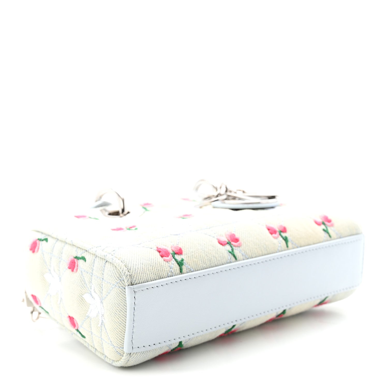 Christian Dior Denim Cannage Embroidered Doves & Roses Dioramour Mini Lady D-Joy Blue Multicolor 4 of 10
