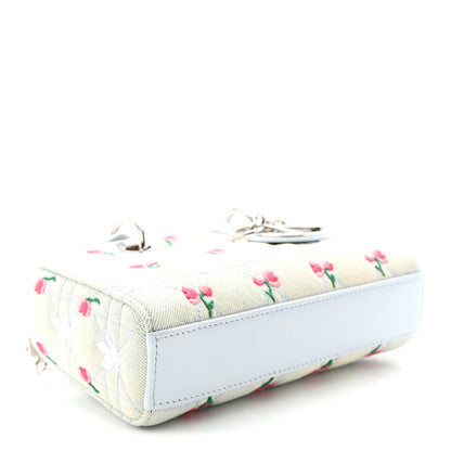 Christian Dior Denim Cannage Embroidered Doves & Roses Dioramour Mini Lady D-Joy Blue Multicolor 4 of 10