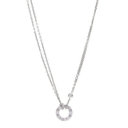 Cartier 18K White Gold 2 Diamond LOVE Necklace 1 of 7