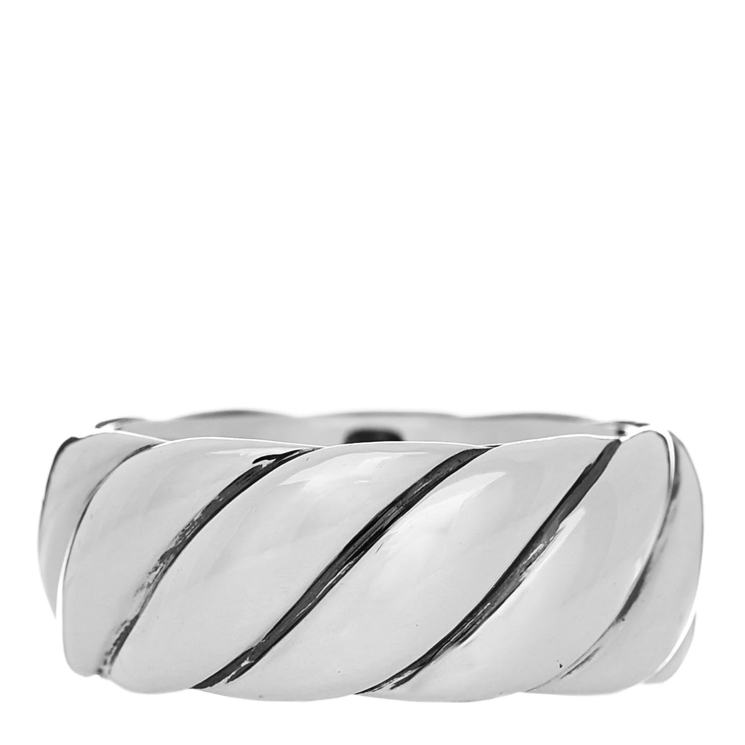 David Yurman Sterling Silver 9mm Sculpted Cable Band Ring 54 7 1 of 4