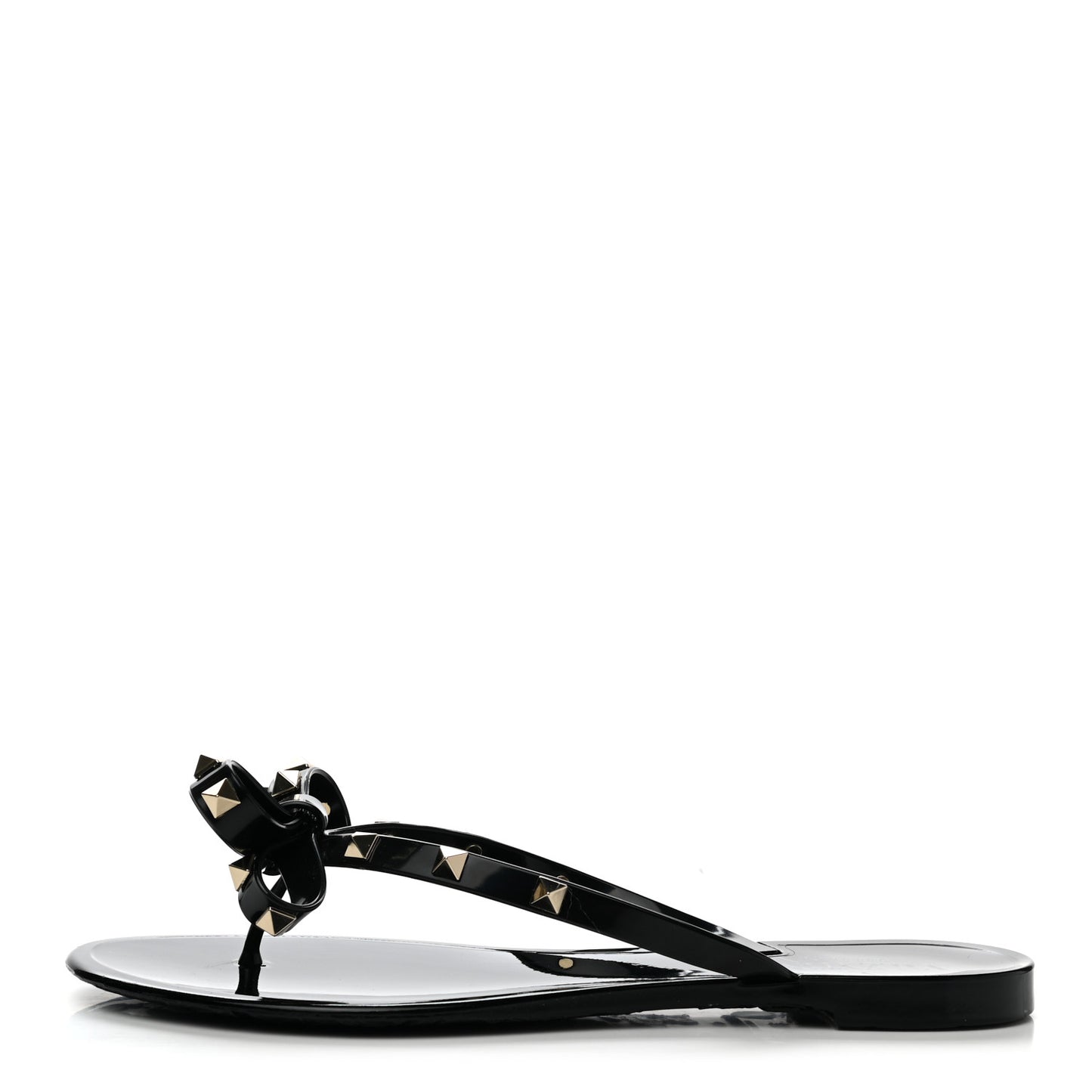 PVC Jelly Rockstud Bow Thong Sandals 39 Black