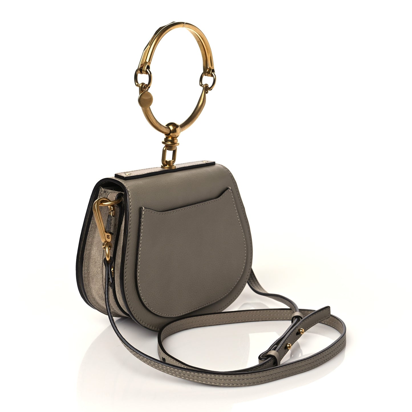 Calfskin Suede Small Nile Bracelet Bag Motty Grey