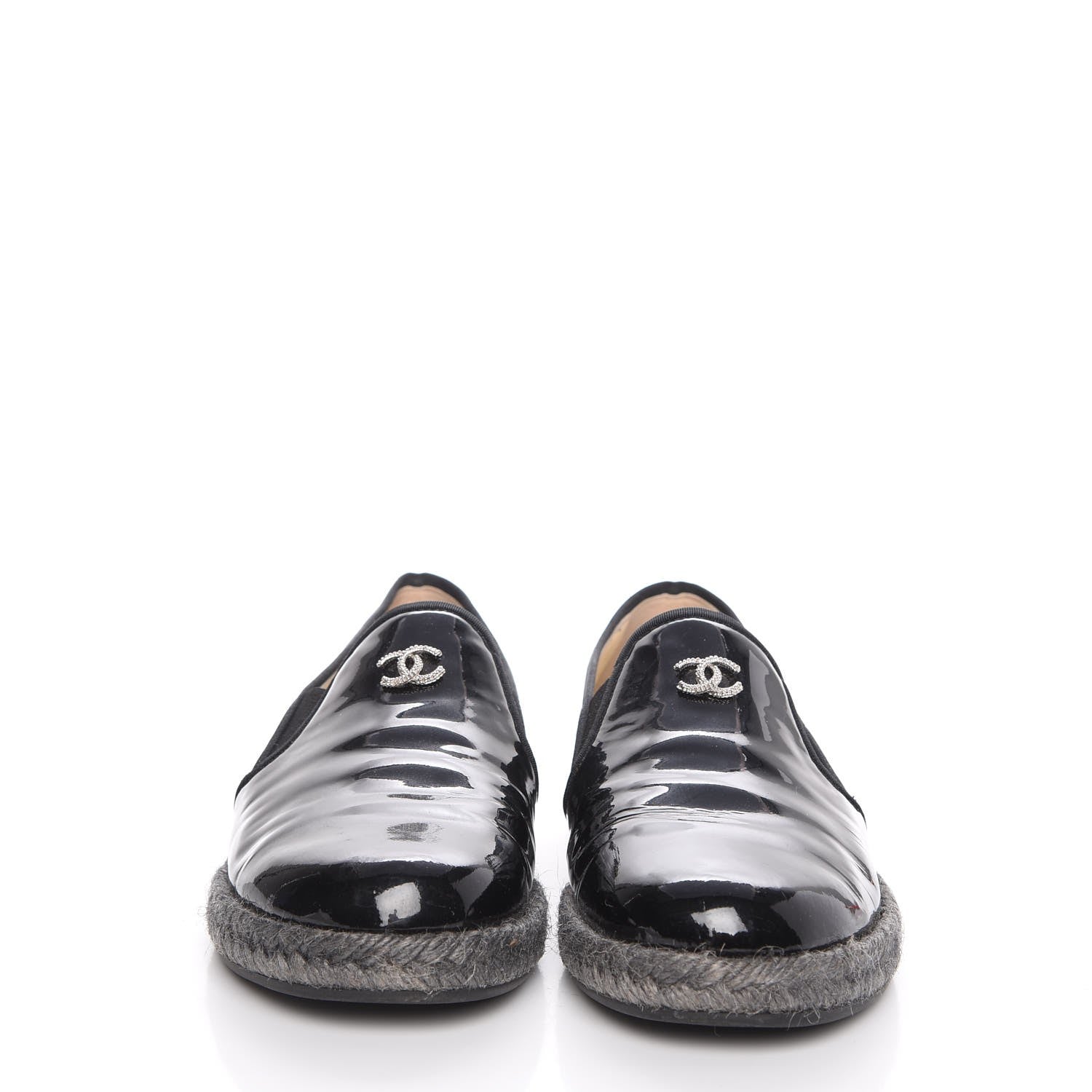 Chanel Patent Calfskin CC Mocassin Loafer Espadrilles 37 Black 2 of 16