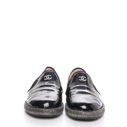 Chanel Patent Calfskin CC Mocassin Loafer Espadrilles 37 Black 2 of 16