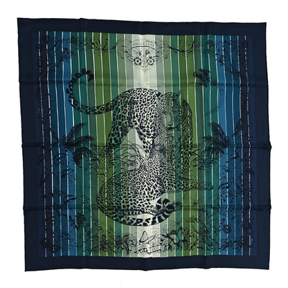 Hermes Silk Carre Jungle Love Rainbow Scarf 90 Marine Vert Petrole 1 of 5