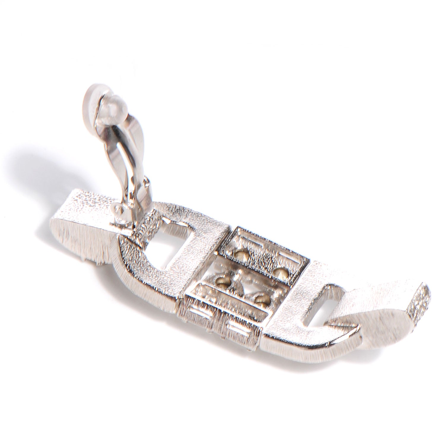 Chanel Crystal CC Clip On Earrings Silver 3 of 5