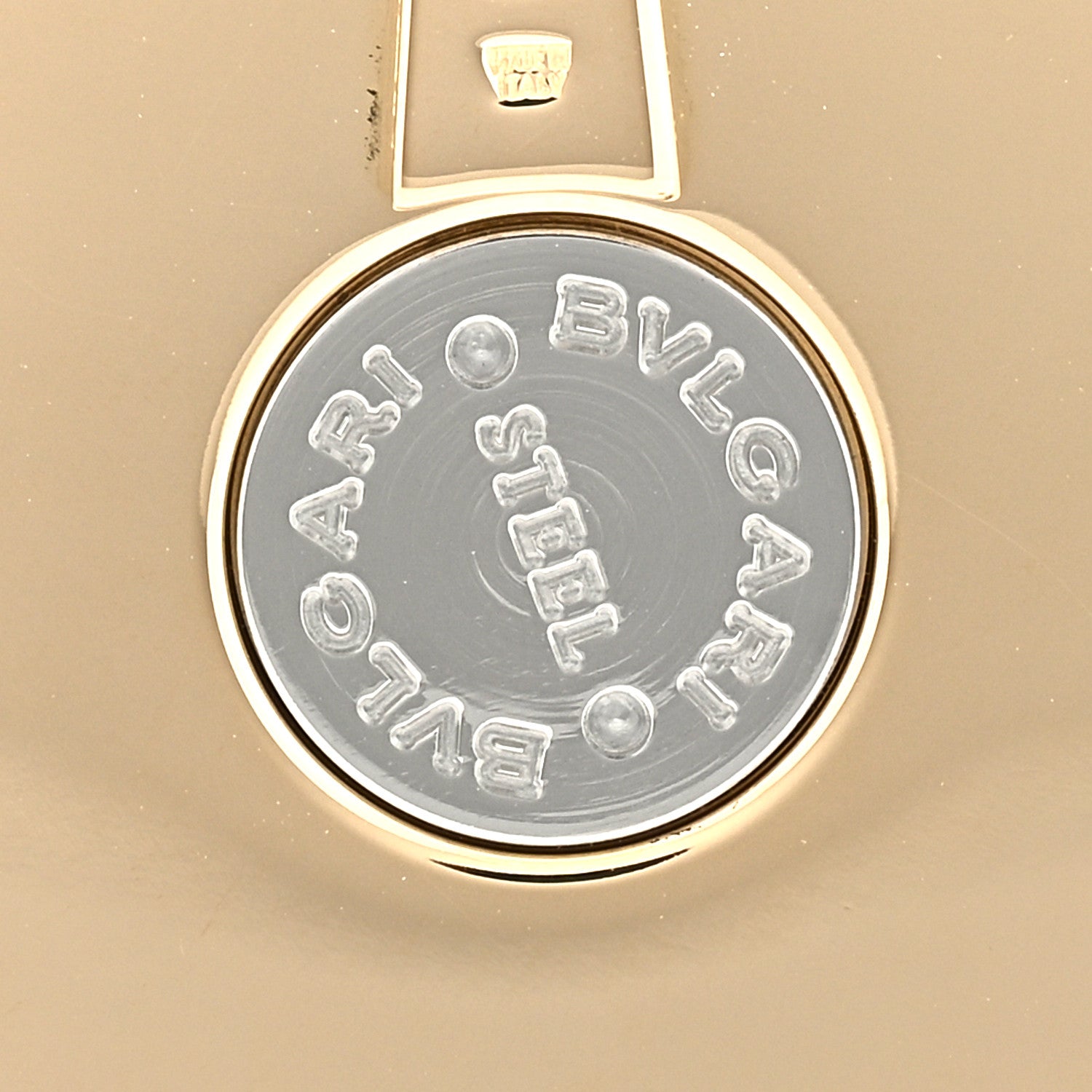 Bulgari Stainless Steel 18K Yellow Gold Mother of Pearl Optical Illusion Pendant 3 of 3