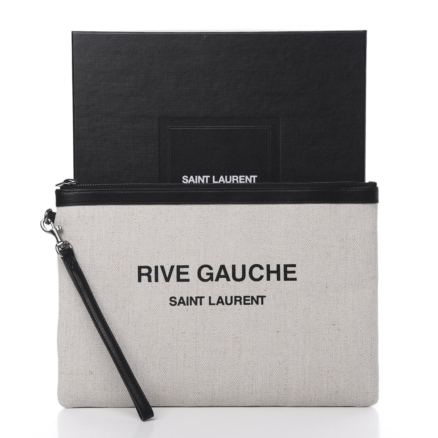 Linen Canvas Rive Gauche Zipped Pouch Optic White