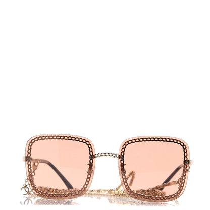 Chanel Metal Removable Chain Square Sunglasses 4244 Light Brown 2 of 7