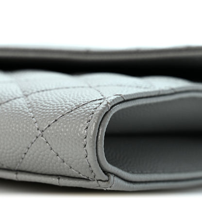 Saint Laurent Grain De Poudre Textured Mixed Matelasse Triquilt Monogram Clutch New Stone Grey 10 of 13