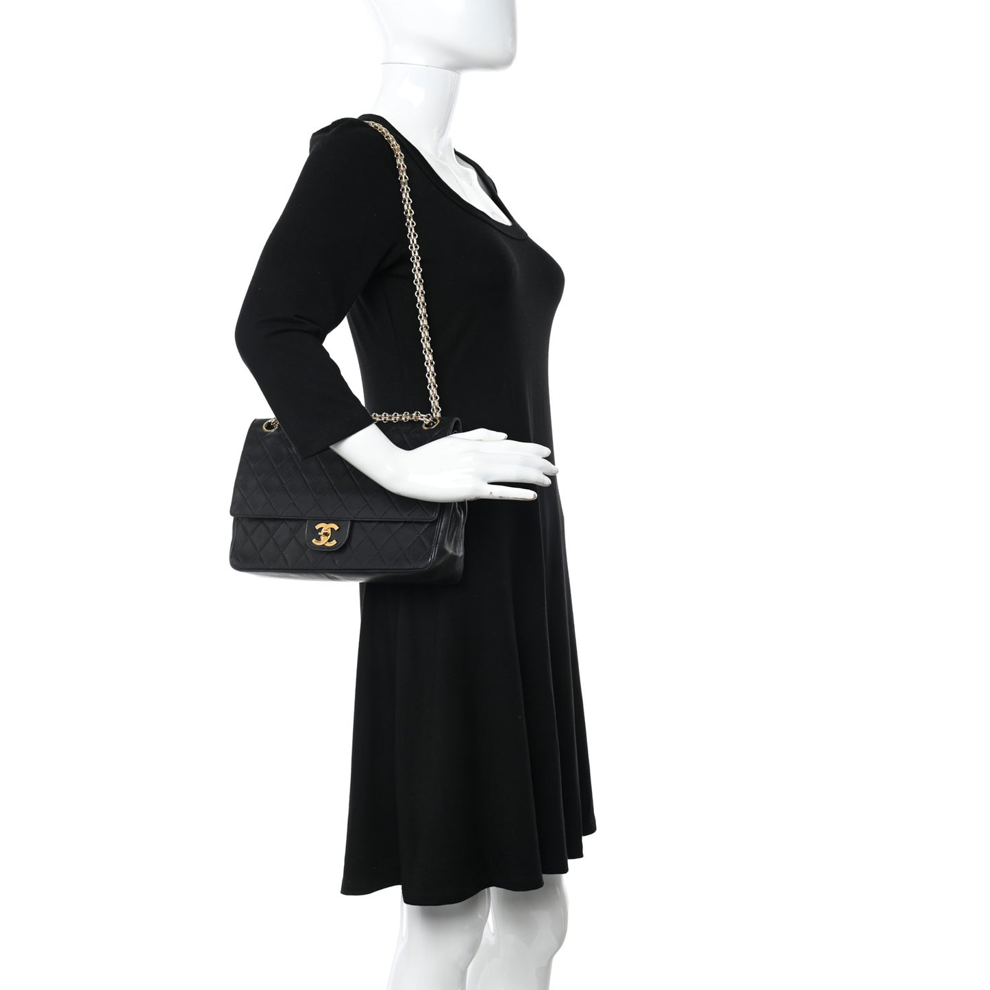 Lambskin Quilted Medium Double Flap Bijoux Chain Black