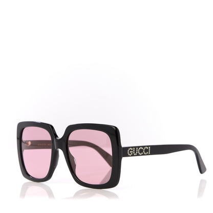 Gucci Crystal Square Frame GG Sunglasses GG0418S Black Pink 1 of 8