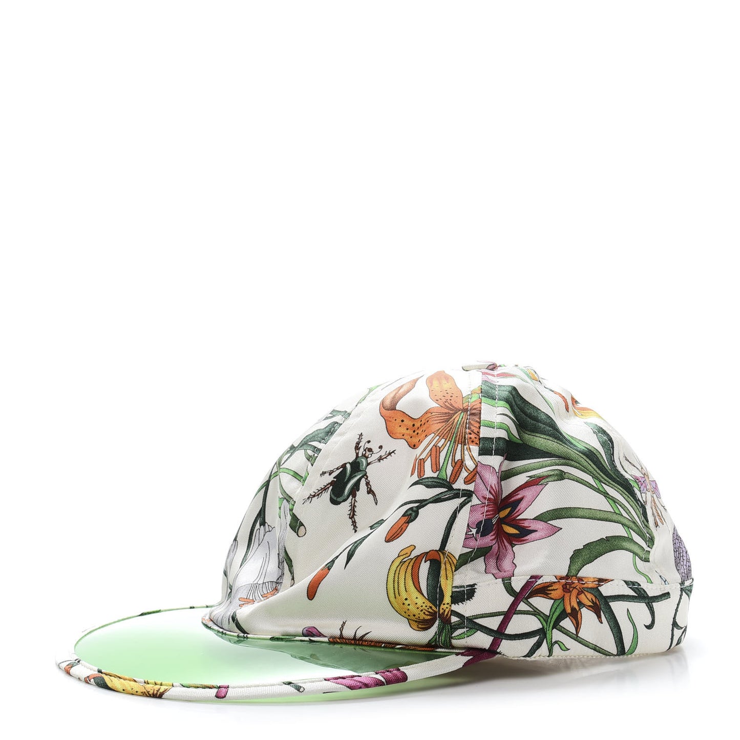 Silk PVC Flora Print Baseball Cap White Multicolor