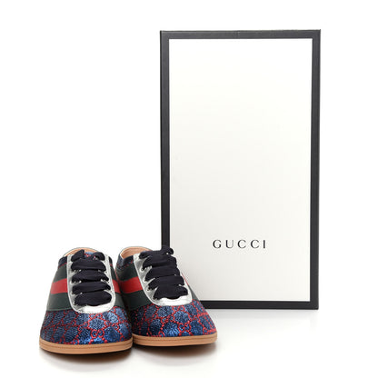 Gucci Lurex Calfskin Web GG Monogram Mens Falacer Sneakers 8.5 Iridescent Blue Iridescent Red Silver 11 of 11