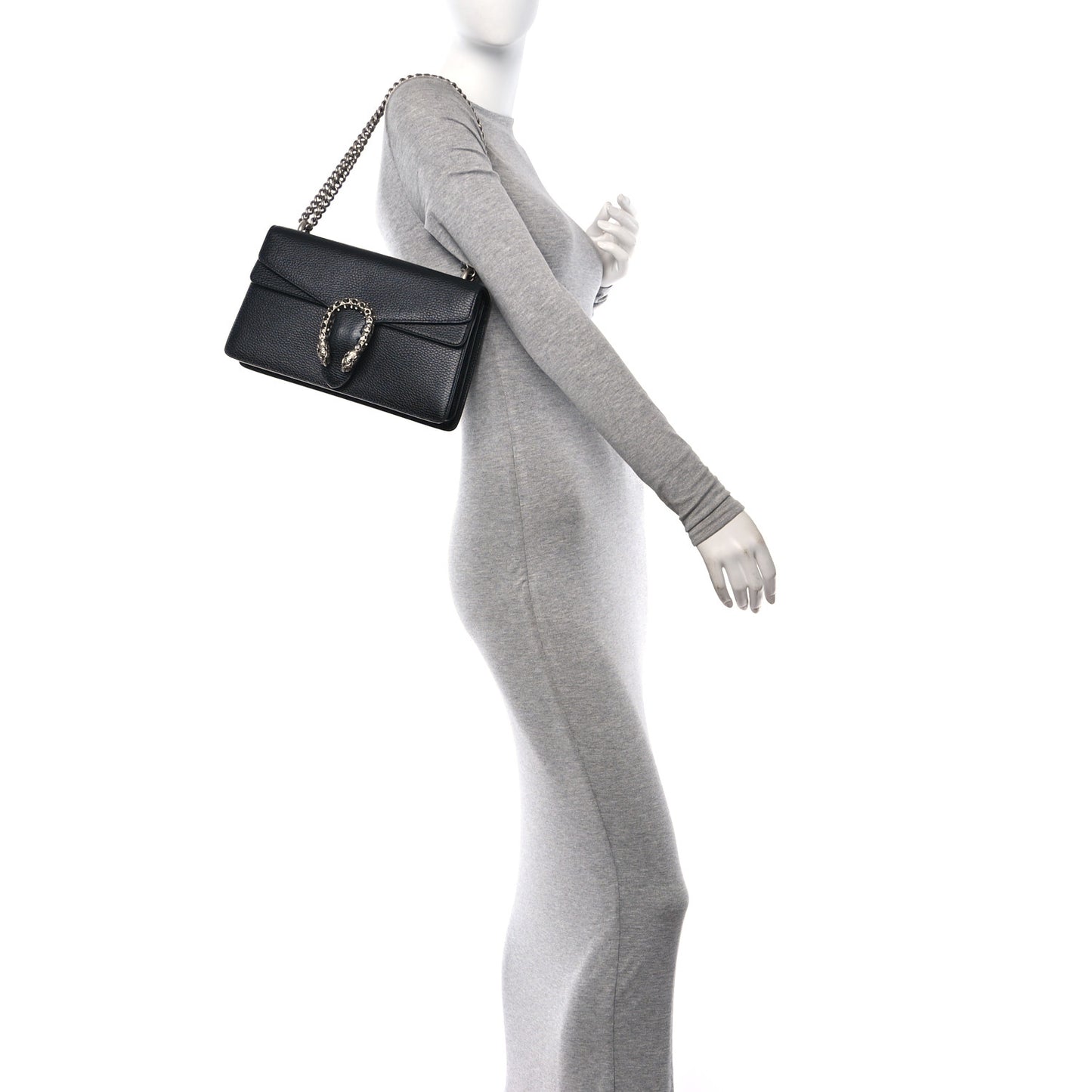 Pebbled Calfskin Small Dionysus Shoulder Bag Black