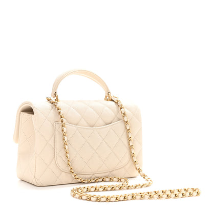 Chanel Caviar Quilted Mini Top Handle Rectangular Flap Beige 3 of 10