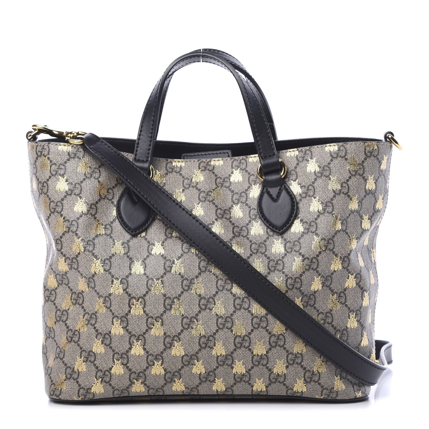 Gucci Soft GG Supreme Monogram Bees Small Crossbody Tote Beige Oro Black 1 of 10