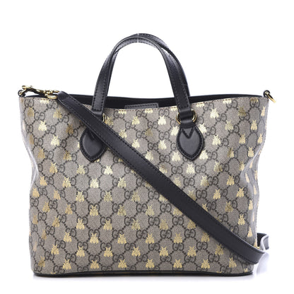 Gucci Soft GG Supreme Monogram Bees Small Crossbody Tote Beige Oro Black 1 of 10
