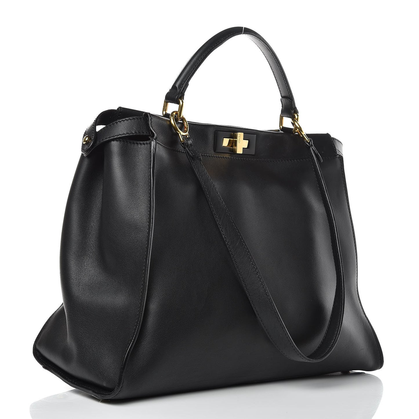 Vitello Seta Shiny Nappa Large Peekaboo Iconic Satchel Black