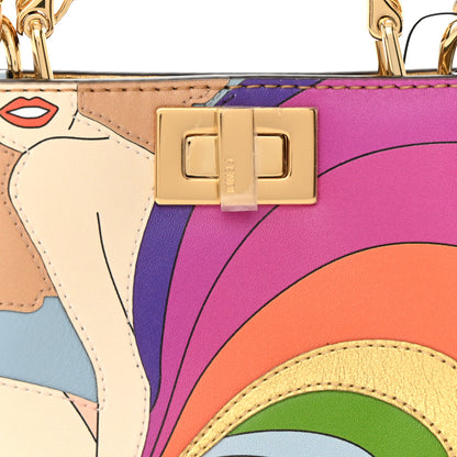 Fendi Nappa Rainbow Inlay Nano Peekaboo Maxi Handle Satchel Azzurro Baby Multicolor 9 of 11